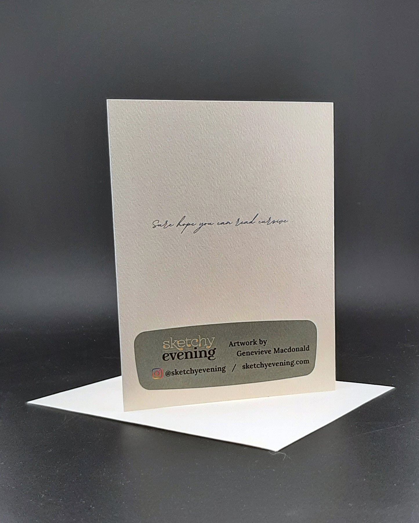 Greeting card with 'Sketchy Evening' branding on a dark background