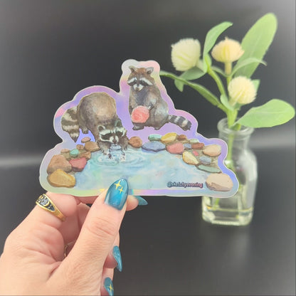 Holographic Raccoon Sticker