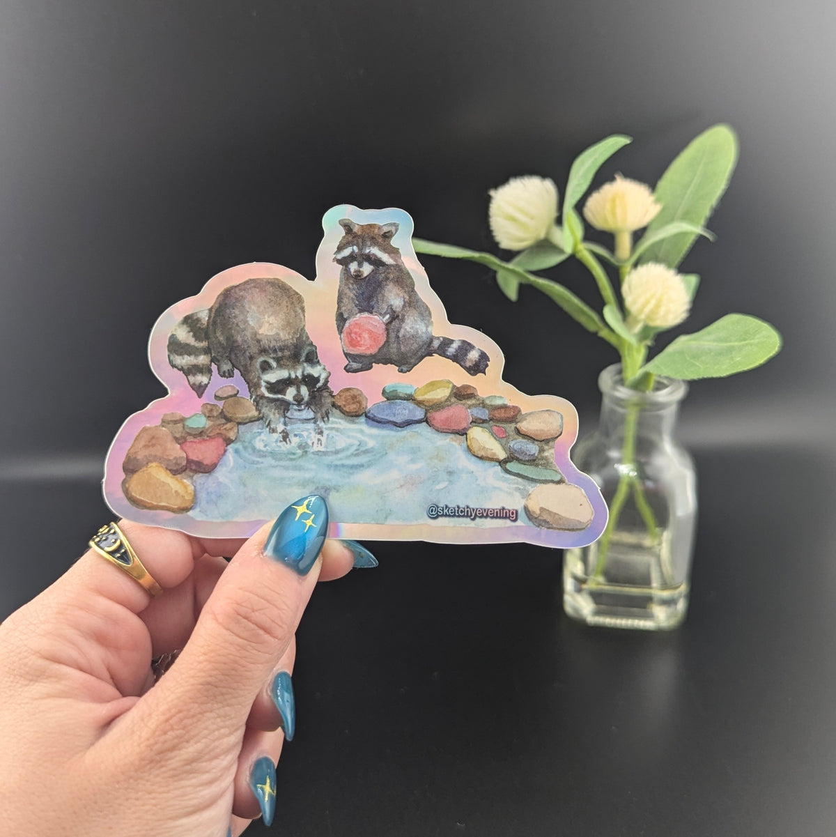 Holographic Raccoon Sticker